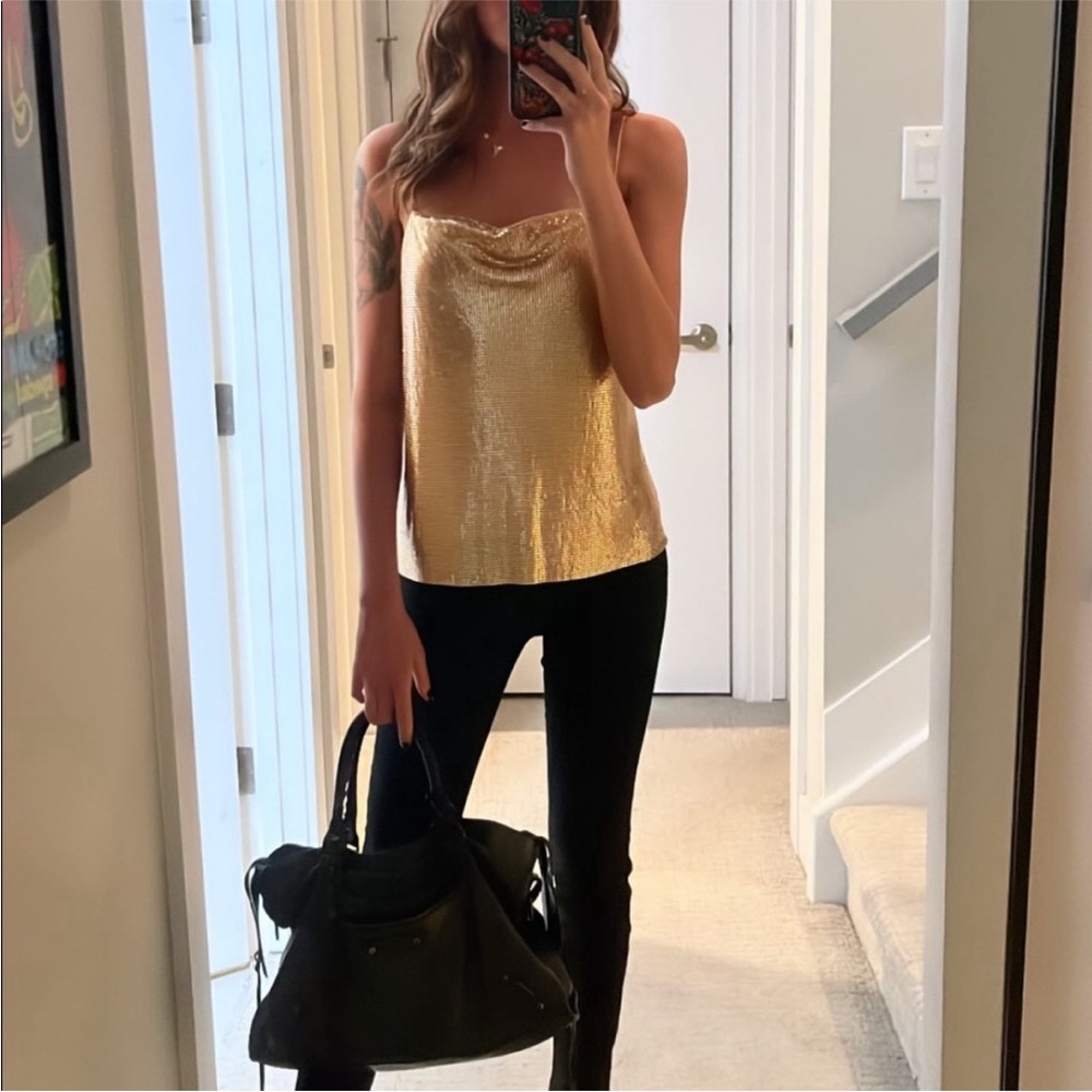 Alice + Olivia Harmony Rose Gold Chainmail Tank